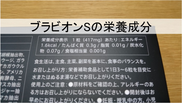 ブラビオンSの栄養成分